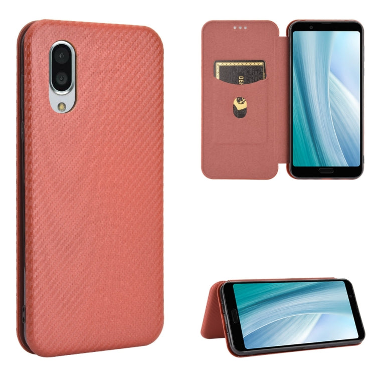 Custodia flip magnetica in fibra di carbonio con slot per schede per Oukitel C18