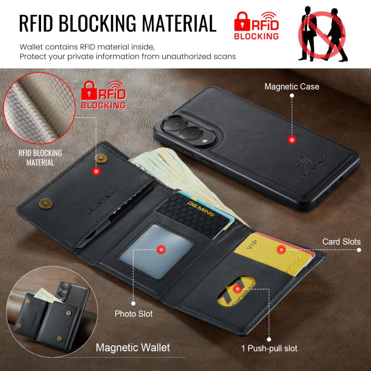 Custodia in pelle DG.MING M6 Series RFID per Samsung Galaxy S25 Edge, S25, S25+