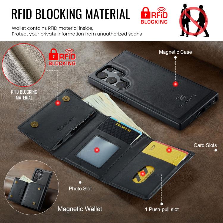 Custodia in pelle DG.MING M6 Series RFID per Samsung Galaxy S22 Ultra, S22+ e