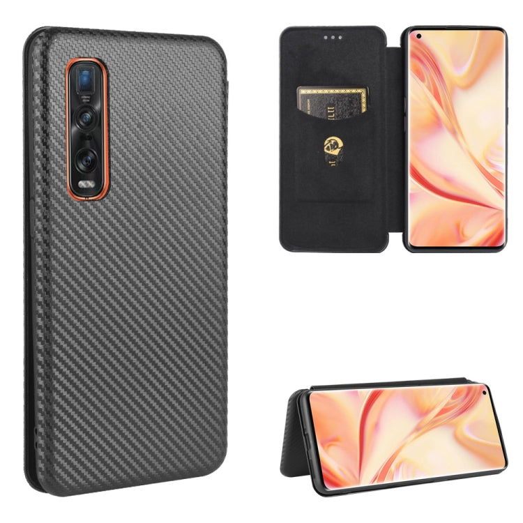 Custodia flip orizzontale in fibra di carbonio con slot per schede per OPPO Find