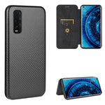 Custodia flip orizzontale in fibra di carbonio con slot per schede per OPPO Find