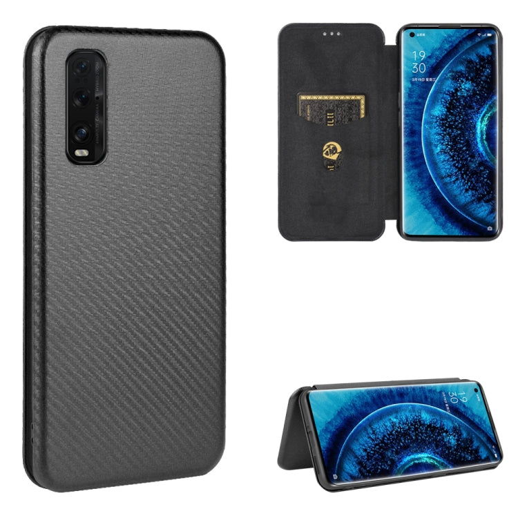 Custodia flip orizzontale in fibra di carbonio con slot per schede per OPPO Find