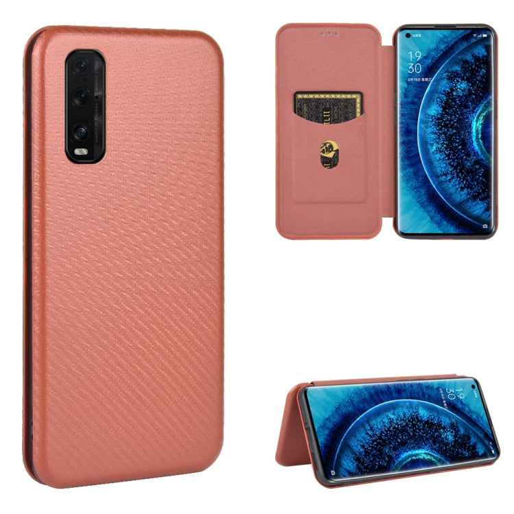 Custodia flip orizzontale in fibra di carbonio con slot per schede per OPPO Find