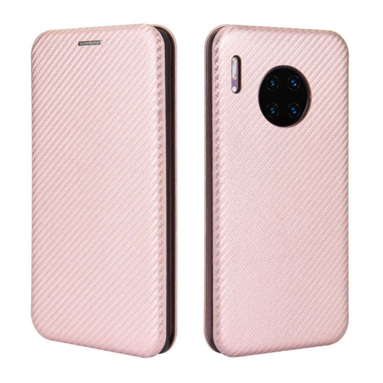 Custodia flip magnetica in fibra di carbonio con slot per schede per Huawei Mate