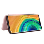 Custodia flip magnetica in fibra di carbonio con slot per schede per Huawei Mate