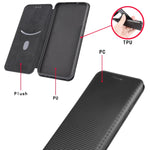 Custodia flip magnetica in fibra di carbonio con slot per schede per Huawei Mate