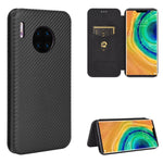 Custodia flip magnetica in fibra di carbonio con slot per schede per Huawei Mate