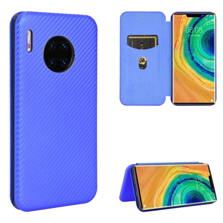 Custodia flip magnetica in fibra di carbonio con slot per schede per Huawei Mate
