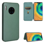 Custodia flip magnetica in fibra di carbonio con slot per schede per Huawei Mate