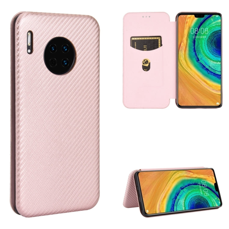 Custodia flip magnetica in fibra di carbonio con slot per schede per Huawei Mate