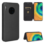 Custodia flip magnetica in fibra di carbonio con slot per schede per Huawei Mate