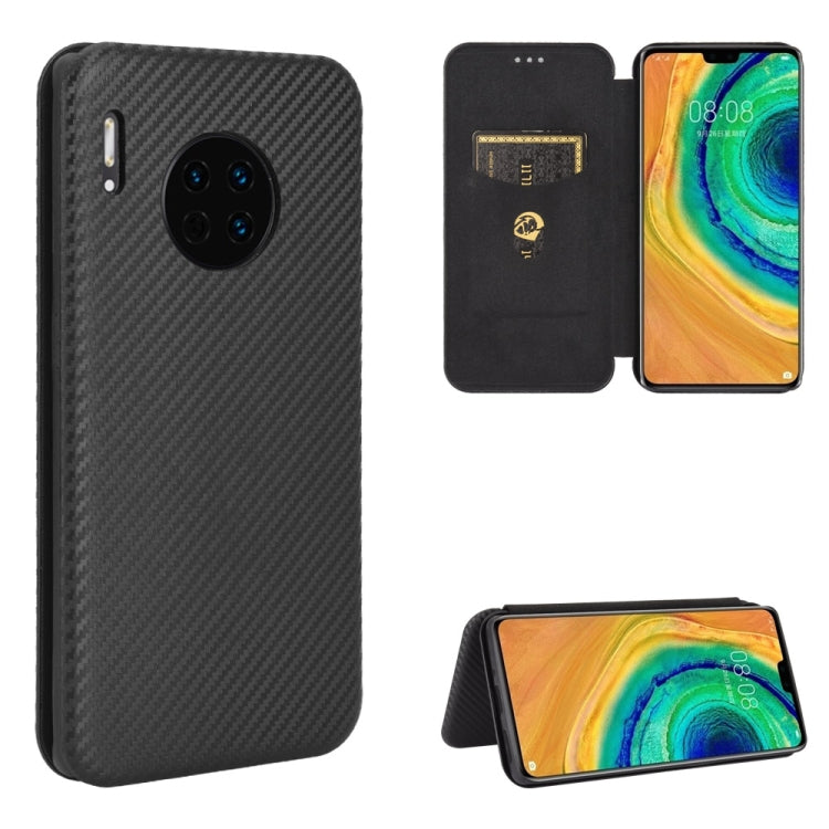 Custodia flip magnetica in fibra di carbonio con slot per schede per Huawei Mate