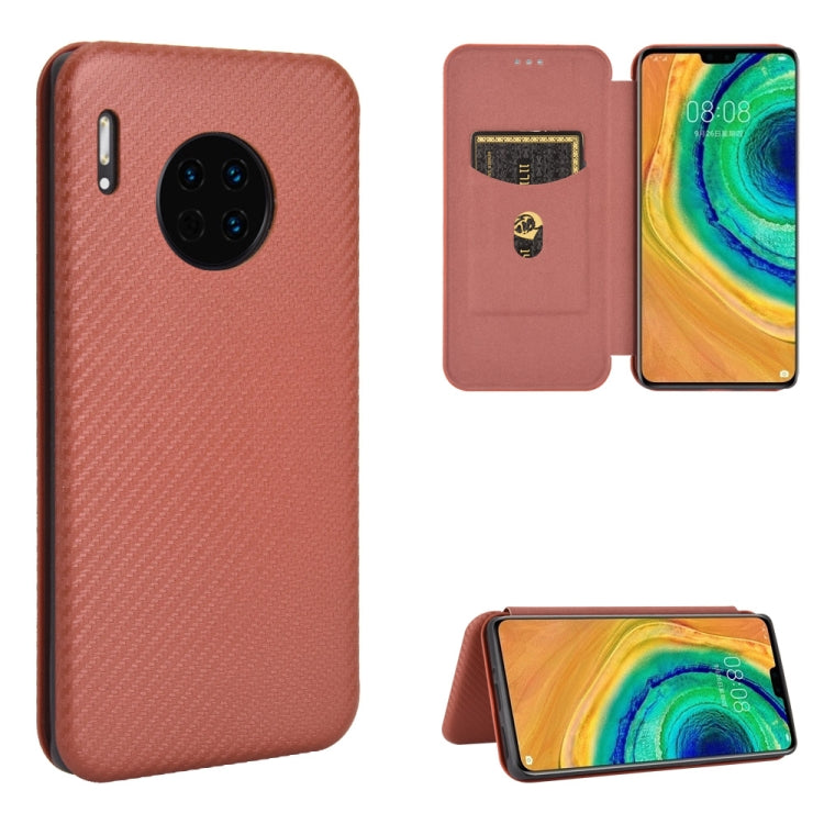 Custodia flip magnetica in fibra di carbonio con slot per schede per Huawei Mate