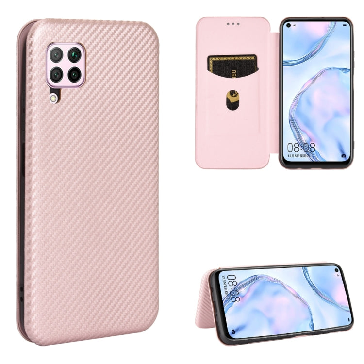 Custodia flip magnetica in fibra di carbonio con slot per schede per Huawei Mate