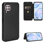 Custodia flip magnetica in fibra di carbonio con slot per schede per Huawei Mate