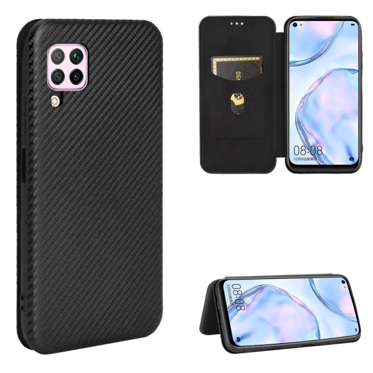 Custodia flip magnetica in fibra di carbonio con slot per schede per Huawei Mate
