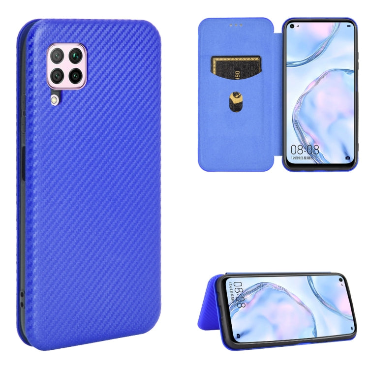 Custodia flip magnetica in fibra di carbonio con slot per schede per Huawei Mate