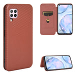 Custodia flip magnetica in fibra di carbonio con slot per schede per Huawei Mate