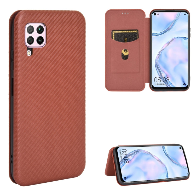 Custodia flip magnetica in fibra di carbonio con slot per schede per Huawei Mate
