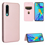 Custodia flip magnetica in fibra di carbonio con slot per schede per Huawei Mate