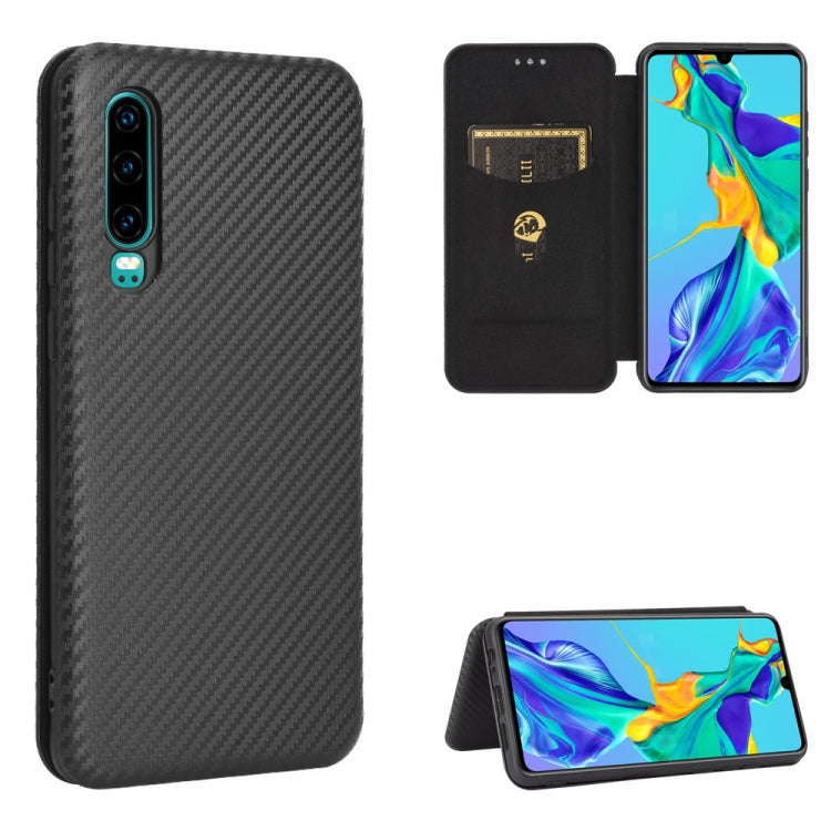 Custodia flip magnetica in fibra di carbonio con slot per schede per Huawei Mate