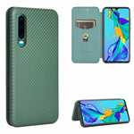 Custodia flip magnetica in fibra di carbonio con slot per schede per Huawei Mate