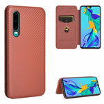 Custodia flip magnetica in fibra di carbonio con slot per schede per Huawei Mate