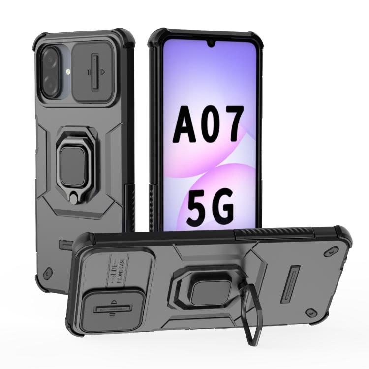 Custodia antiurto scorrevole Camshield TPU + PC con supporto per Galaxy A07 4G