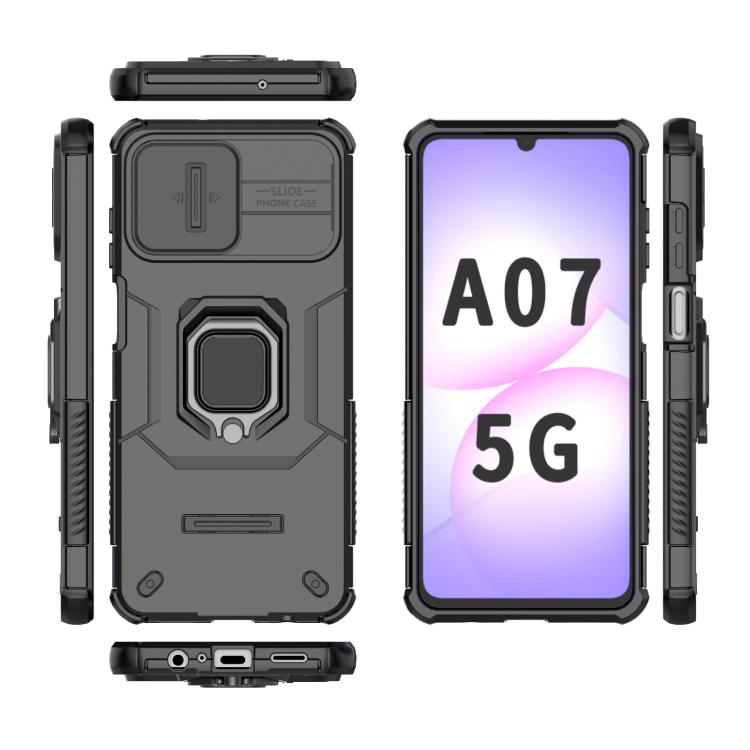Custodia antiurto scorrevole Camshield TPU + PC con supporto per Galaxy A07 4G