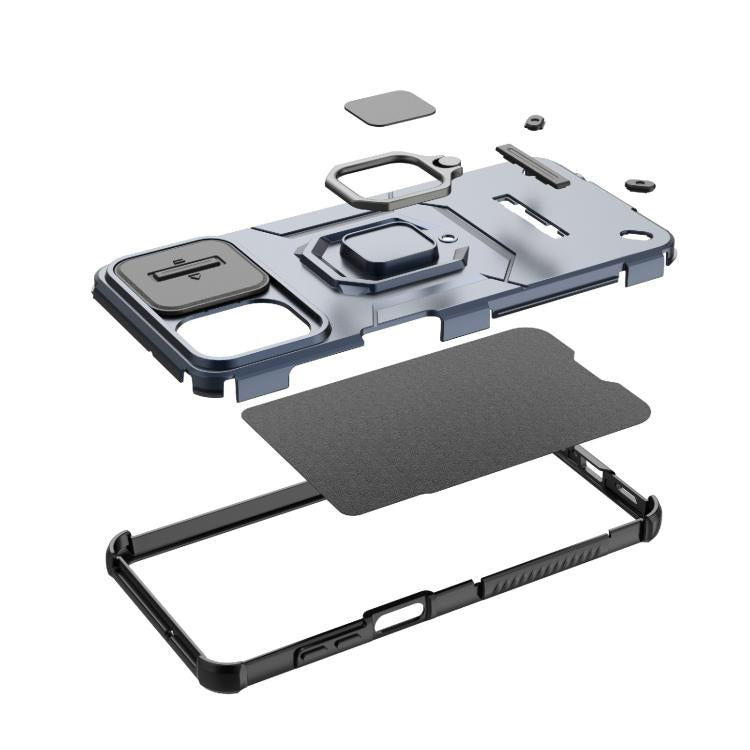 Custodia antiurto scorrevole Camshield TPU + PC con supporto per Galaxy A07 4G