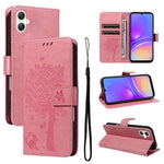 Custodia in pelle con motivo albero e gatto per Samsung Galaxy A36 5G e A06 5G