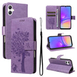 Custodia in pelle con motivo albero e gatto per Samsung Galaxy A36 5G e A06 5G