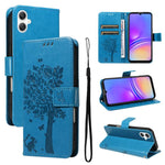 Custodia in pelle con motivo albero e gatto per Samsung Galaxy A36 5G e A06 5G