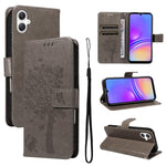 Custodia in pelle con motivo albero e gatto per Samsung Galaxy A36 5G e A06 5G