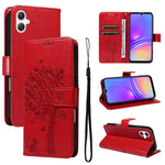 Custodia in pelle con motivo albero e gatto per Samsung Galaxy A36 5G e A06 5G