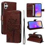 Custodia in pelle con motivo albero e gatto per Samsung Galaxy A36 5G e A06 5G