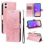Custodia in pelle con motivo albero e gatto per Samsung Galaxy A36 5G e A06 5G