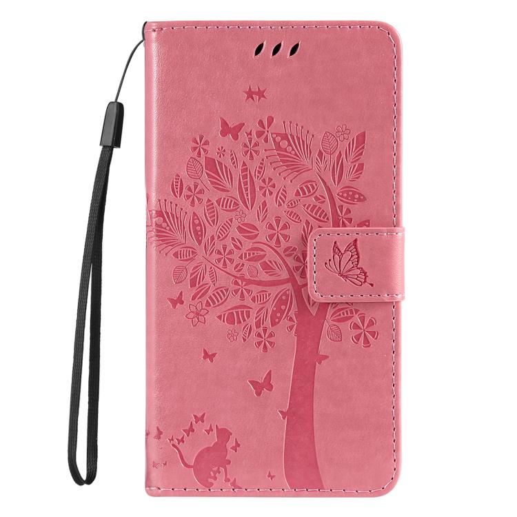 Custodia in pelle con motivo albero e gatto per Samsung Galaxy A36 5G e A06 5G