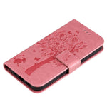 Custodia in pelle con motivo albero e gatto per Samsung Galaxy A36 5G e A06 5G
