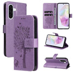 Custodia in pelle con motivo albero e gatto per Samsung Galaxy A36 5G e A06 5G