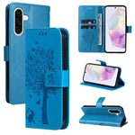 Custodia in pelle con motivo albero e gatto per Samsung Galaxy A36 5G e A06 5G