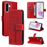 Custodia in pelle con motivo albero e gatto per Samsung Galaxy A36 5G e A06 5G