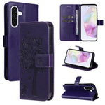 Custodia in pelle con motivo albero e gatto per Samsung Galaxy A36 5G e A06 5G