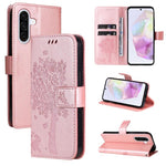Custodia in pelle con motivo albero e gatto per Samsung Galaxy A36 5G e A06 5G