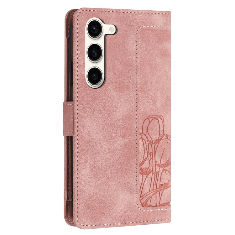 Custodia in pelle goffrata con tulipani per Samsung Galaxy S23+ 5G, S23 5G, S20
