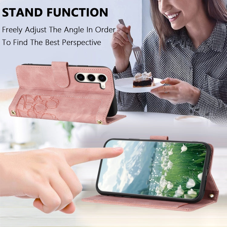 Custodia in pelle goffrata con tulipani per Samsung Galaxy S23+ 5G, S23 5G, S20