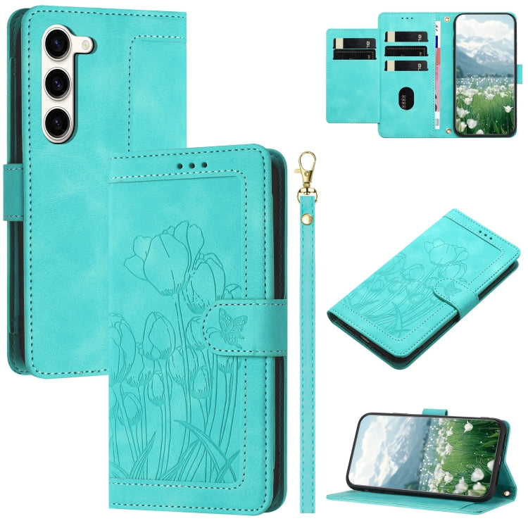 Custodia in pelle goffrata con tulipani per Samsung Galaxy S23+ 5G, S23 5G, S20
