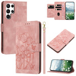 Custodia in pelle goffrata con tulipani per Samsung Galaxy S23+ 5G, S23 5G, S20