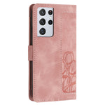 Custodia per telefono in pelle goffrata con tulipani e cordino, For Samsung Galaxy S21 Ultra 5G