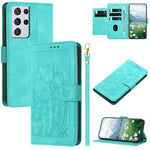 Custodia per telefono in pelle goffrata con tulipani e cordino, For Samsung Galaxy S21 Ultra 5G